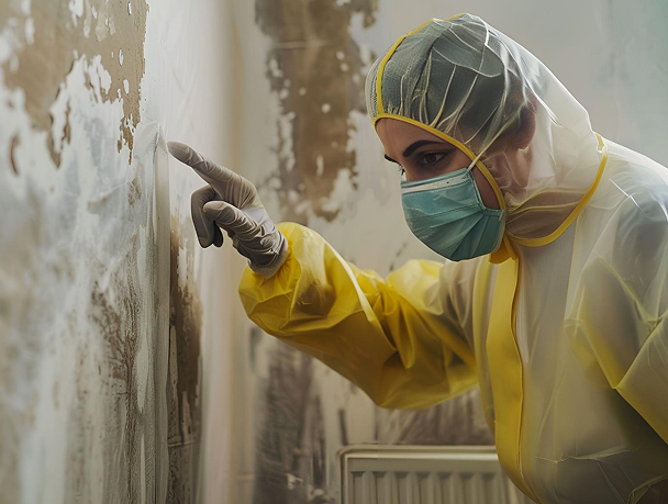 Worker inspecting mold