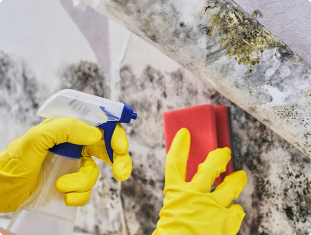 Worker inspecting mold