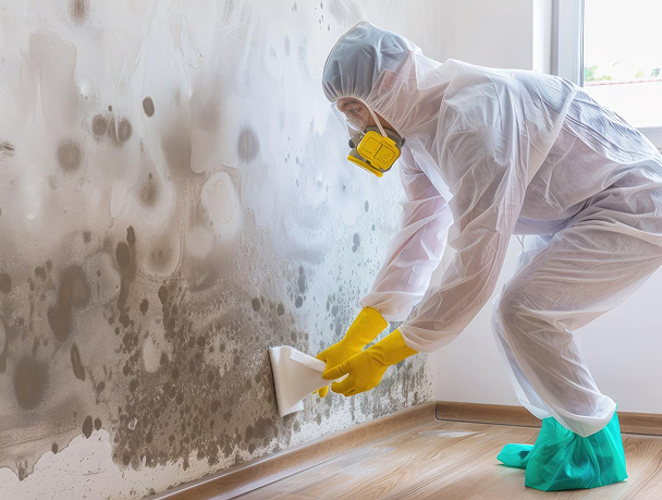 Worker inspecting mold