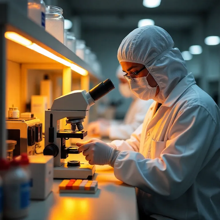 Image depicting performing a mold testing with a microscope